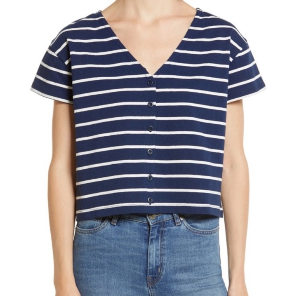 Madewell Crop T-Shirt stripe blue